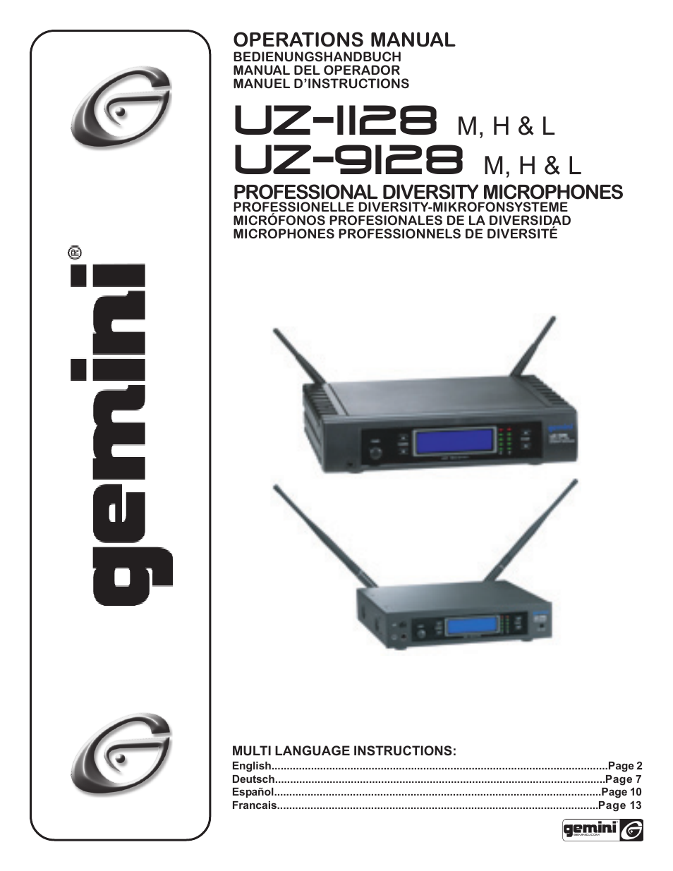 Gemini UZ-1128 User Manual | 16 pages