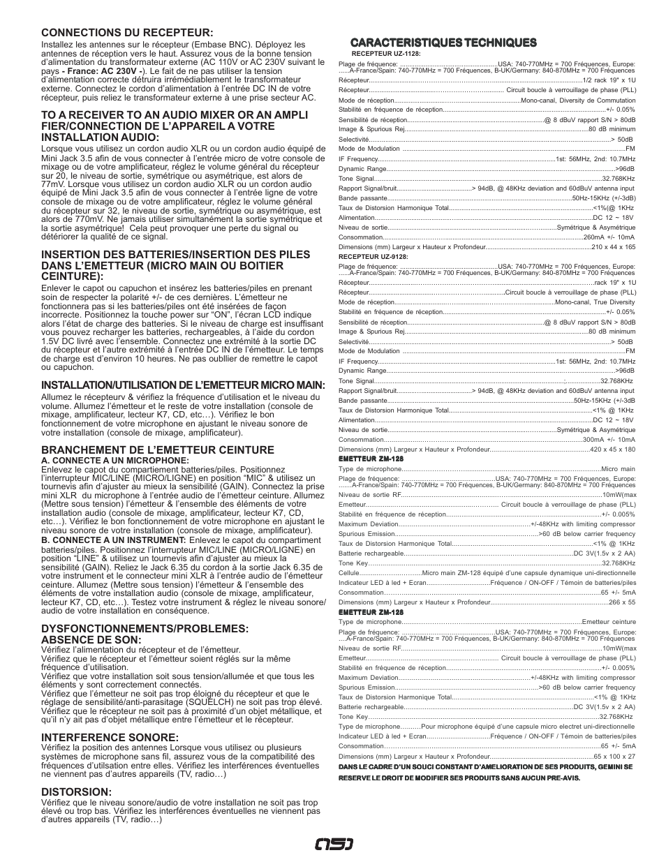 Gemini UZ-1128 User Manual | Page 15 / 16