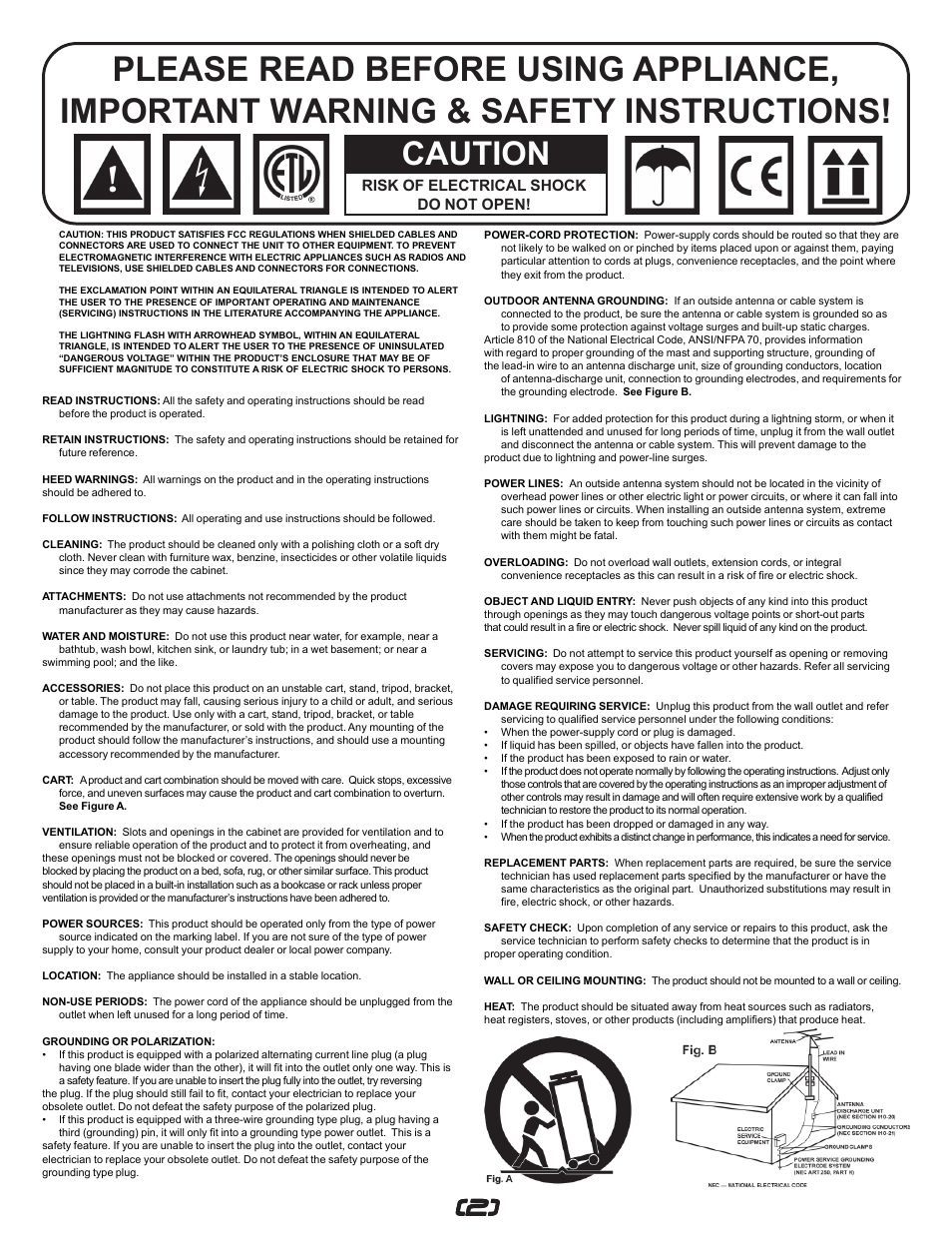 Caution | Gemini UZ-1128 User Manual | Page 2 / 16