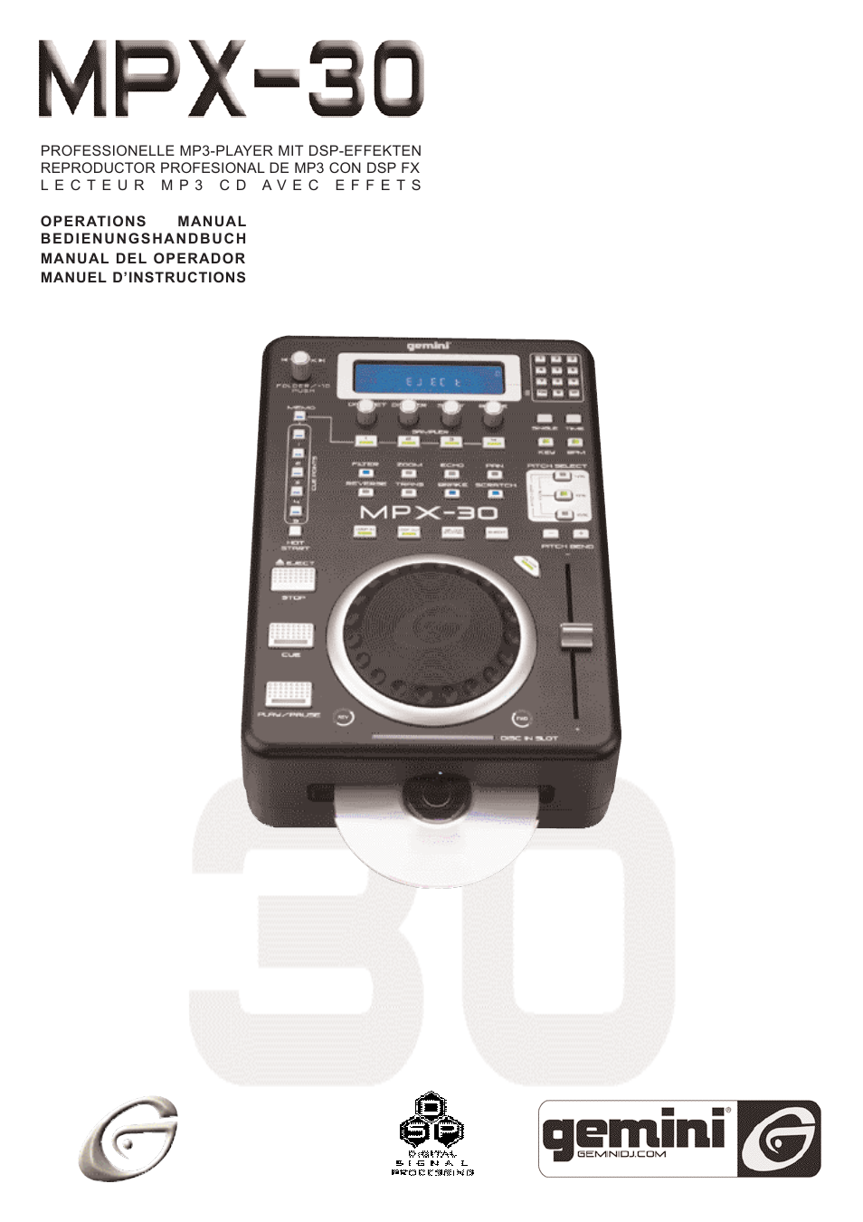 Gemini MPX-30 User Manual | 16 pages