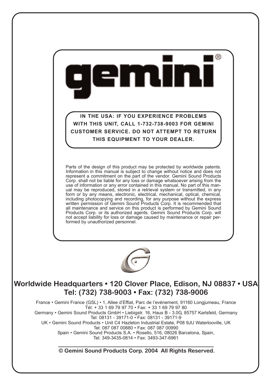 Gemini MPX-30 User Manual | Page 16 / 16