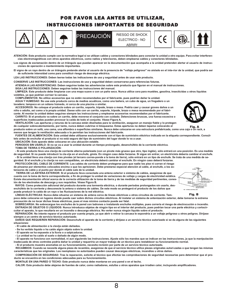 Cdmp-6000 manual spanish_layout 2, Precaución | Gemini TABLE TOP SYSTEM CDMP-6000 User Manual | Page 8 / 22