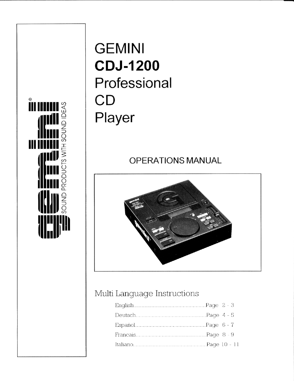 Gemini CDJ-1200 User Manual | 5 pages