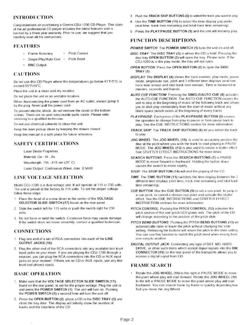 Gemini CDJ-1200 User Manual | Page 3 / 5