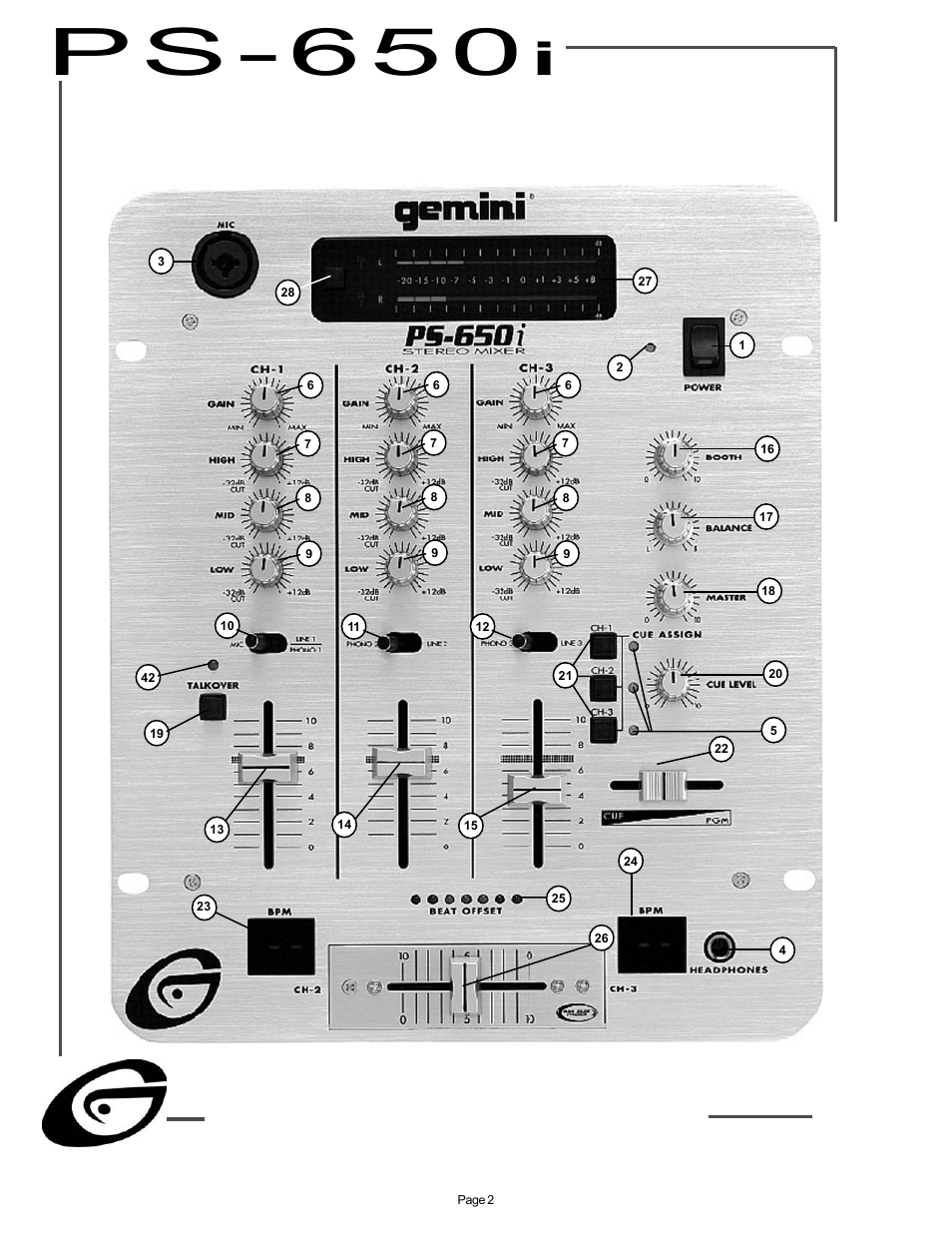 P s - 6 5 0 | Gemini PS-650I User Manual | Page 2 / 7