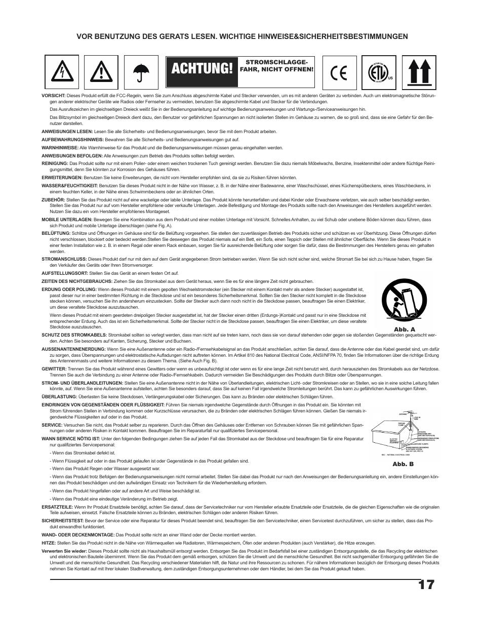 Mm-4000 manual german.qxp_mm-3000, Achtung | Gemini MM-4000 User Manual | Page 17 / 23