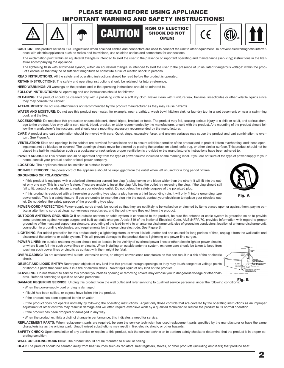 Caution | Gemini MM-4000 User Manual | Page 2 / 23
