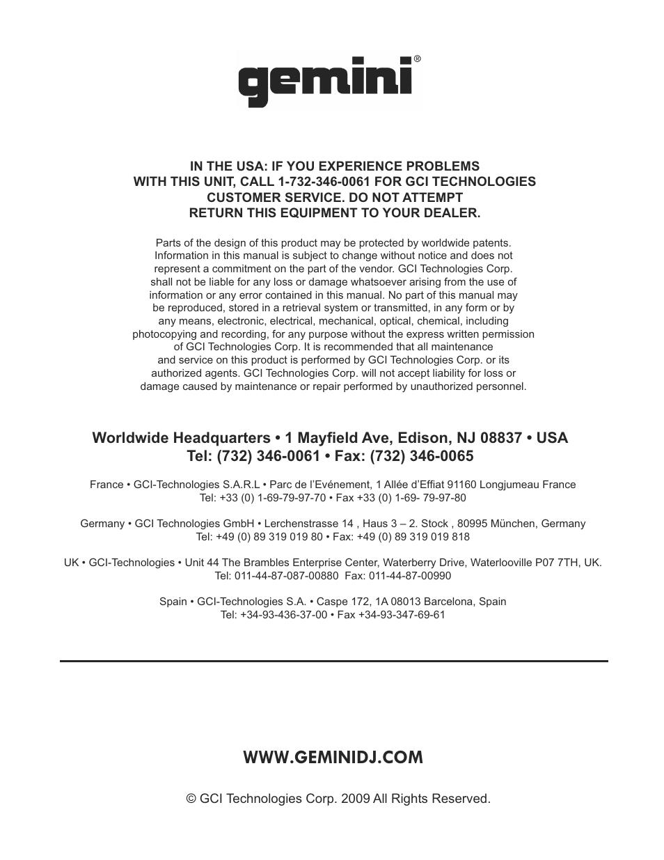 Gemini MM-4000 User Manual | Page 23 / 23