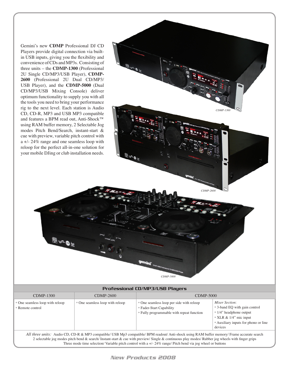 New products 2008 | Gemini CDMP-5000 User Manual | Page 2 / 4