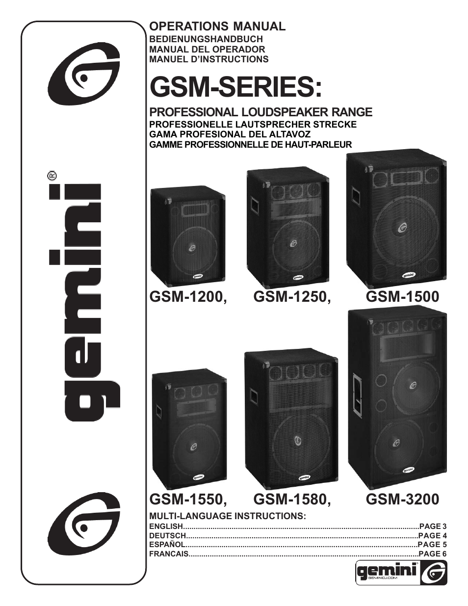 Gemini GSM-1200 User Manual | 8 pages