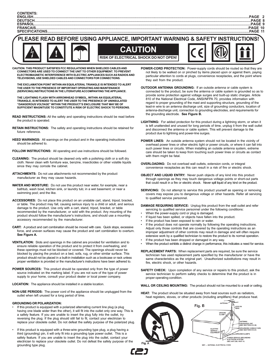 Caution | Gemini GX-200 User Manual | Page 2 / 12