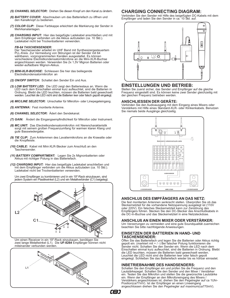 Charging connecting diagram, Einstellungen und betrieb | Gemini UF-I064 User Manual | Page 8 / 16