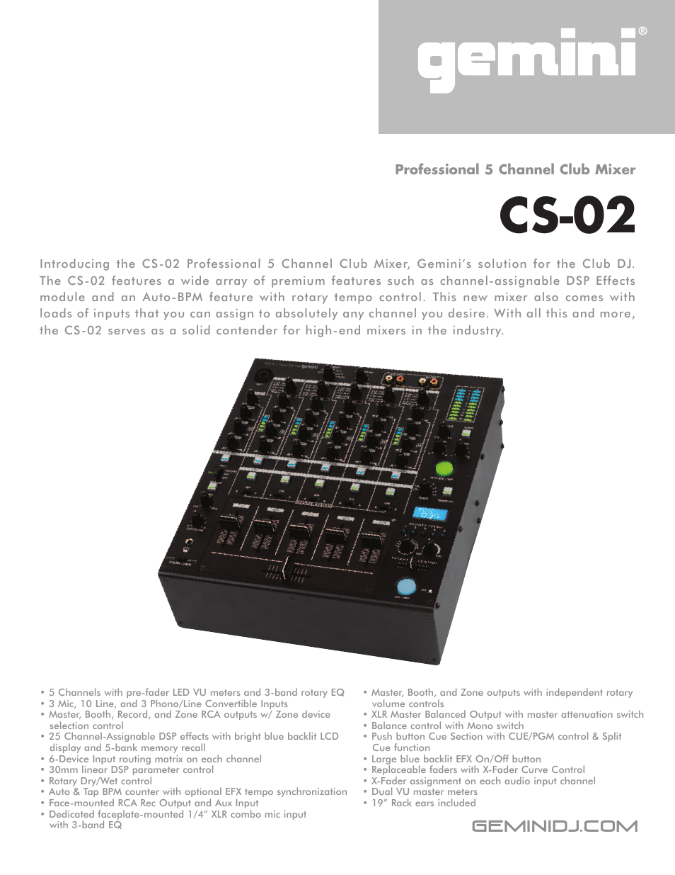 Gemini CS-02 User Manual | 2 pages