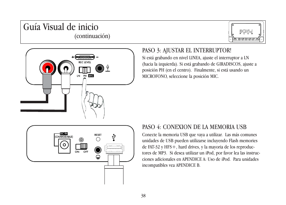 Guía visual de inicio, Continuación) paso 3: ajustar el interruptor | Gemini iKEYplus User Manual | Page 38 / 109