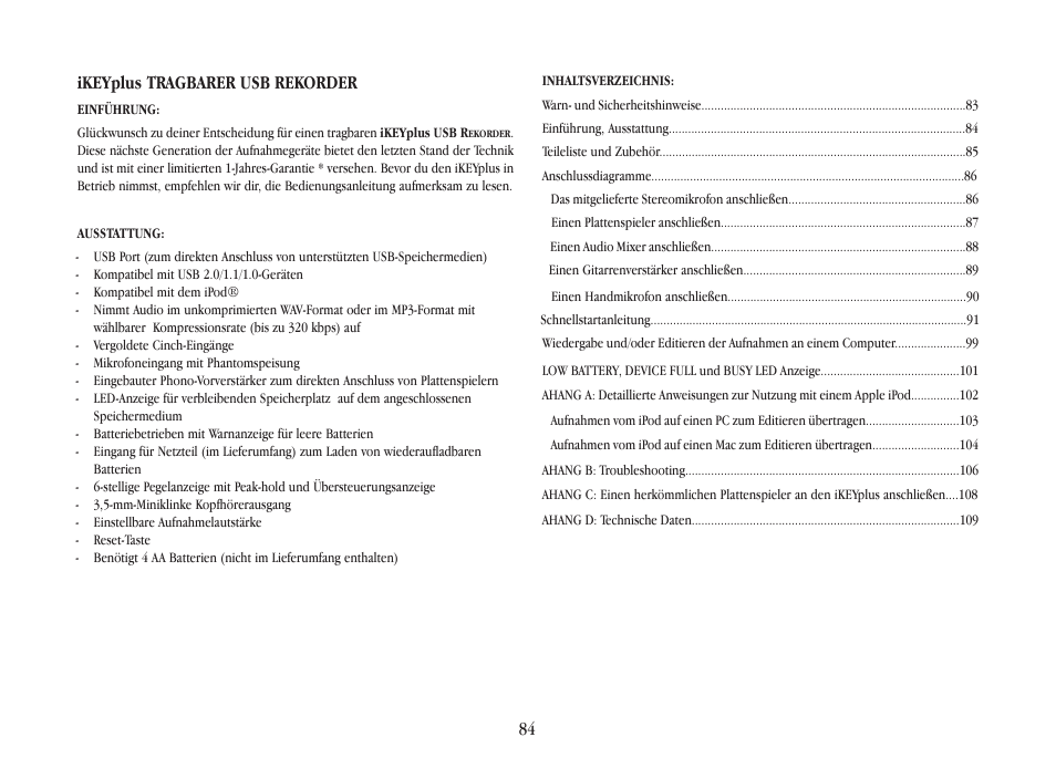 Ikeyplus tragbarer usb rekorder | Gemini iKEYplus User Manual | Page 84 / 109
