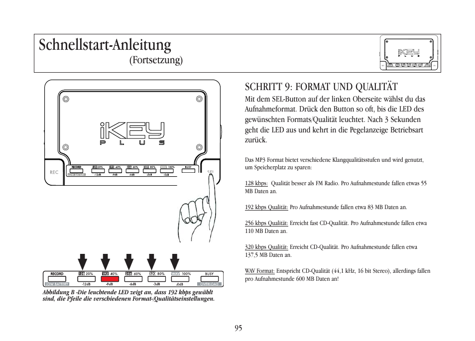 Schnellstart-anleitung, Schritt 9: format und qualität, Fortsetzung) | Gemini iKEYplus User Manual | Page 95 / 109