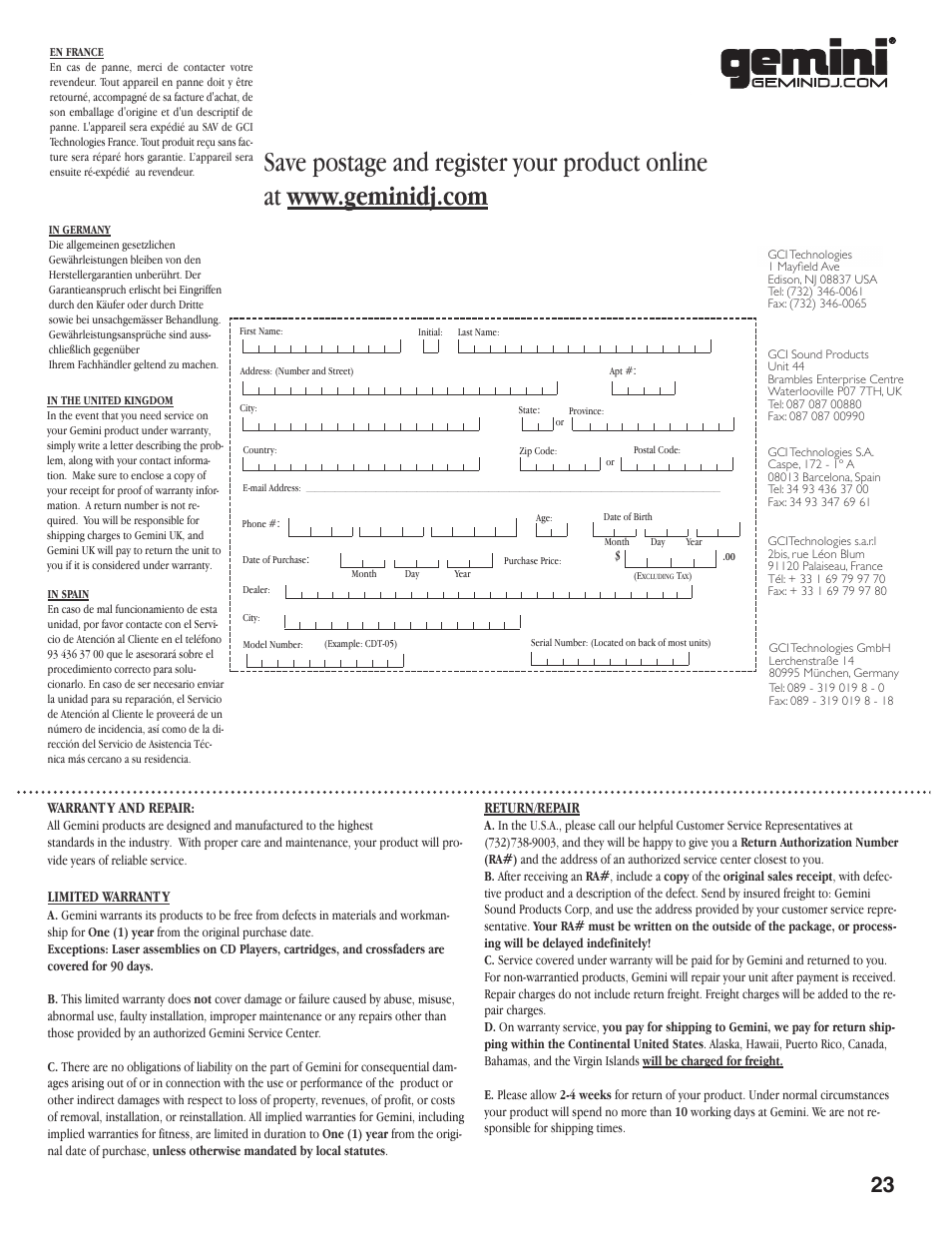 Gemini CDM-3200 User Manual | Page 23 / 24