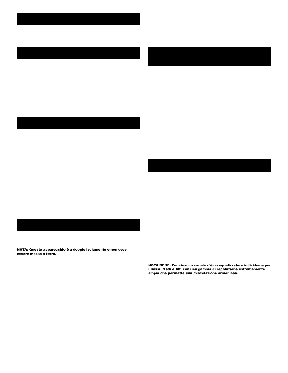 Introduzione, Caratteristiche, Precauzioni | Collegamenti, Impiego dell’interruttore di scollegamento massa, Funzionamento | Gemini BPM1000 User Manual | Page 11 / 13