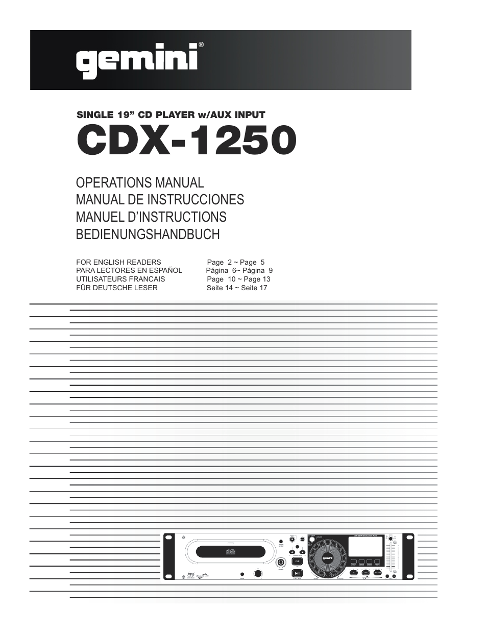 Gemini CDX-1250 User Manual | 19 pages