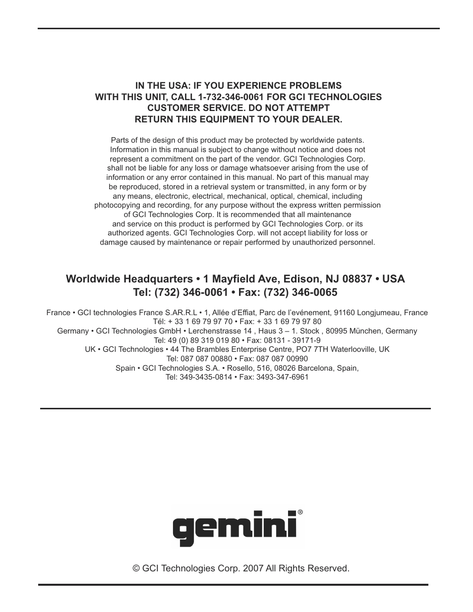 Gemini CDX-1250 User Manual | Page 19 / 19