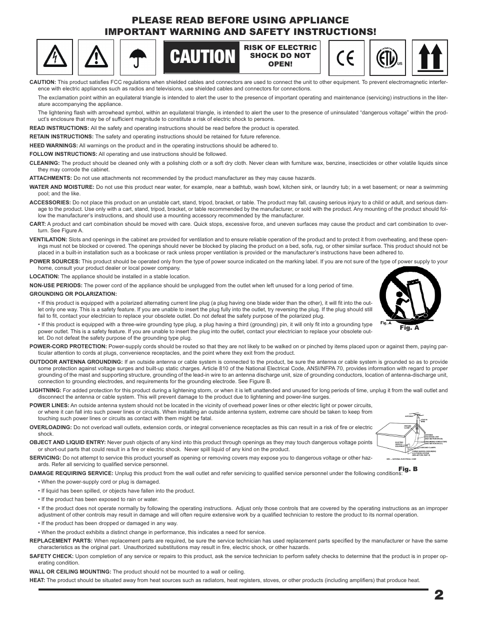 Caution | Gemini CDX-1250 User Manual | Page 2 / 19