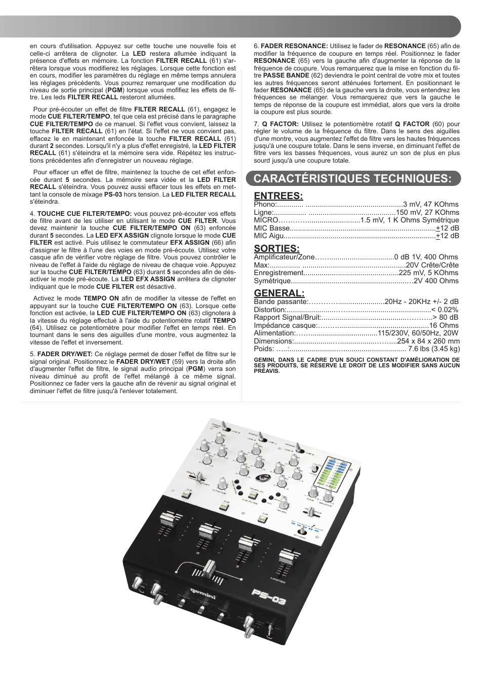 Gemini PS-03 User Manual | Page 15 / 16