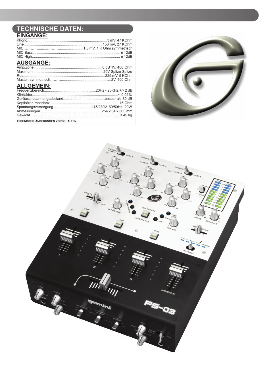 Gemini PS-03 User Manual | Page 9 / 16