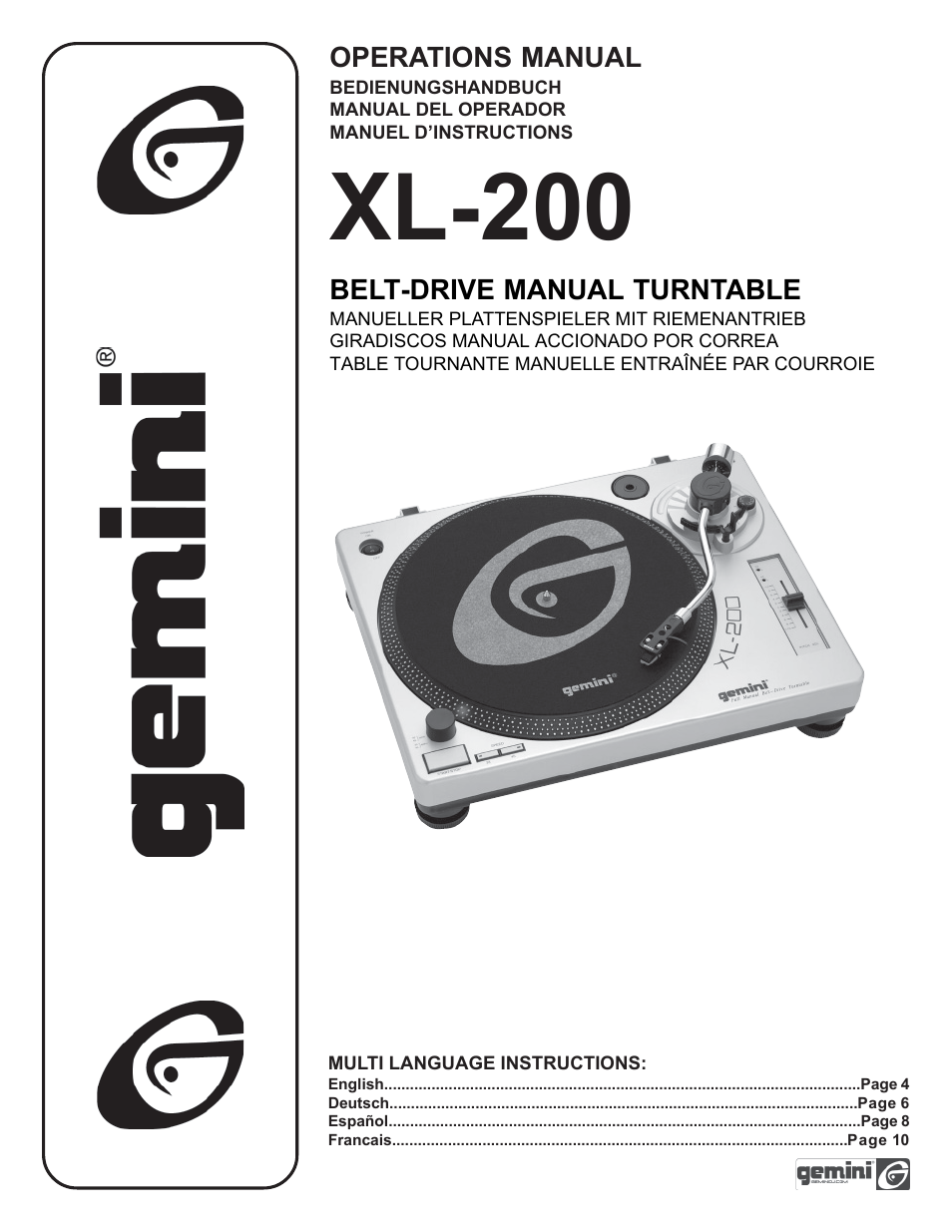 Gemini XL-200 User Manual | 12 pages