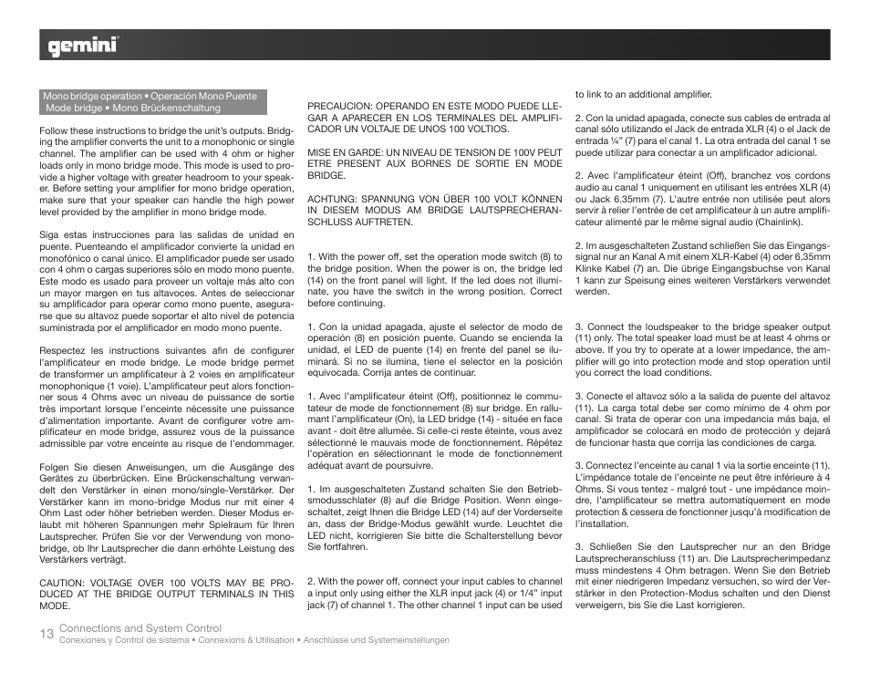 Gemini XP-3000 User Manual | Page 13 / 23