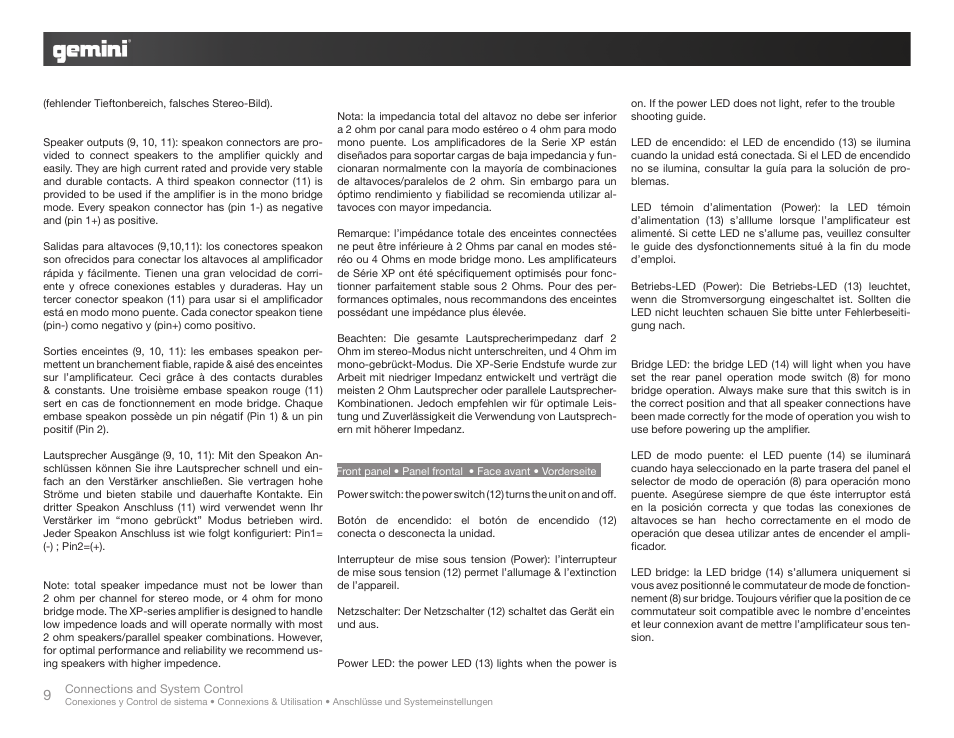 Gemini XP-3000 User Manual | Page 9 / 23