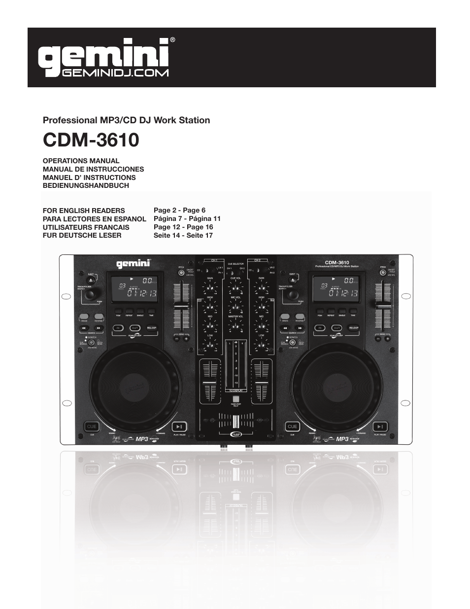 Gemini CDM-3610 User Manual | 25 pages