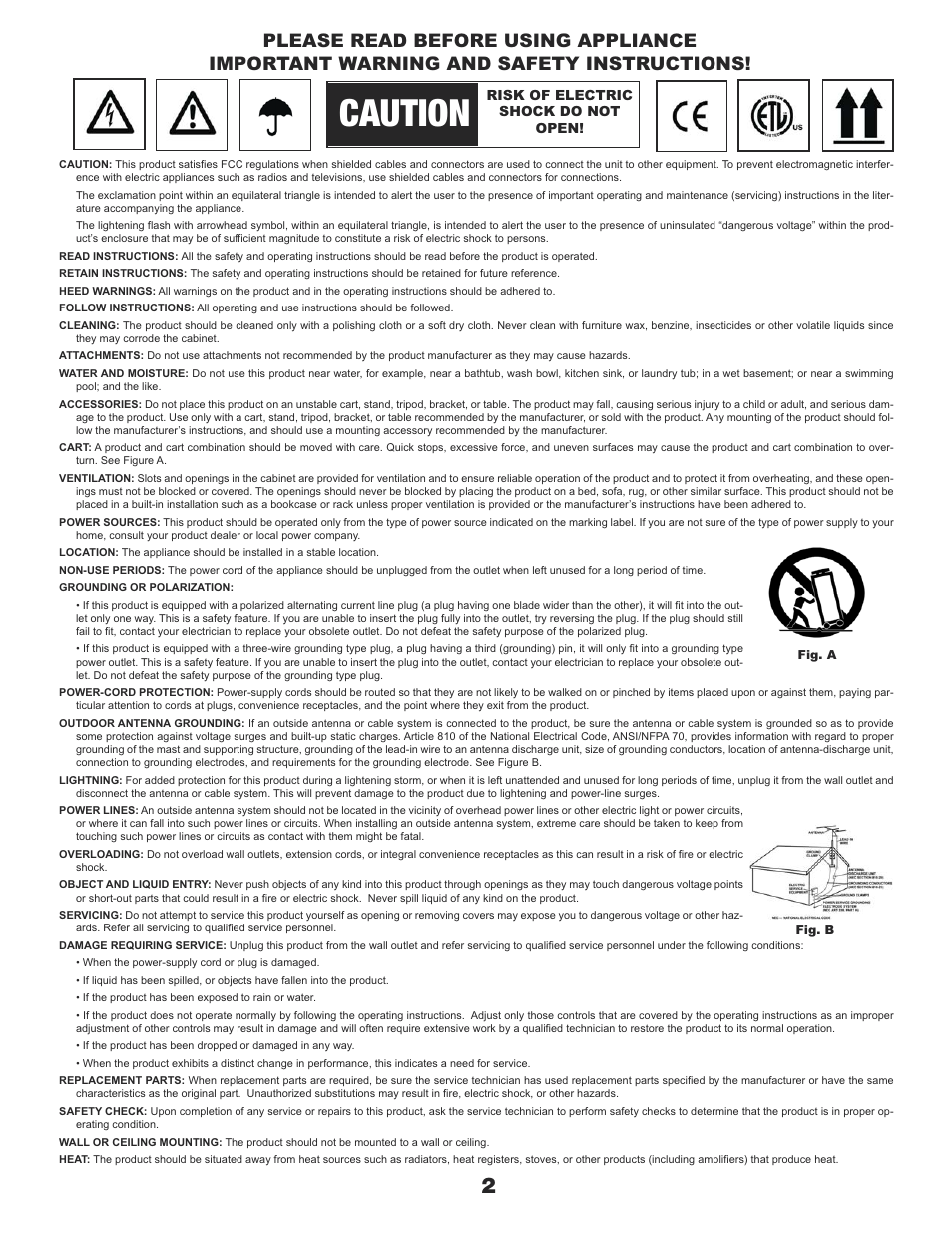 Caution | Gemini CDJ-600 User Manual | Page 2 / 20