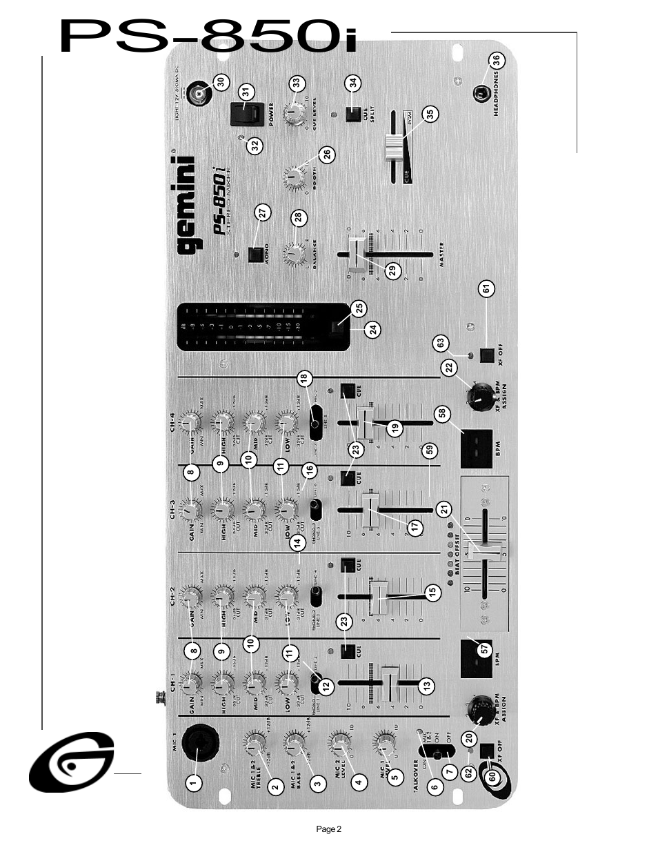 Ps-850 | Gemini PS-850i User Manual | Page 2 / 6