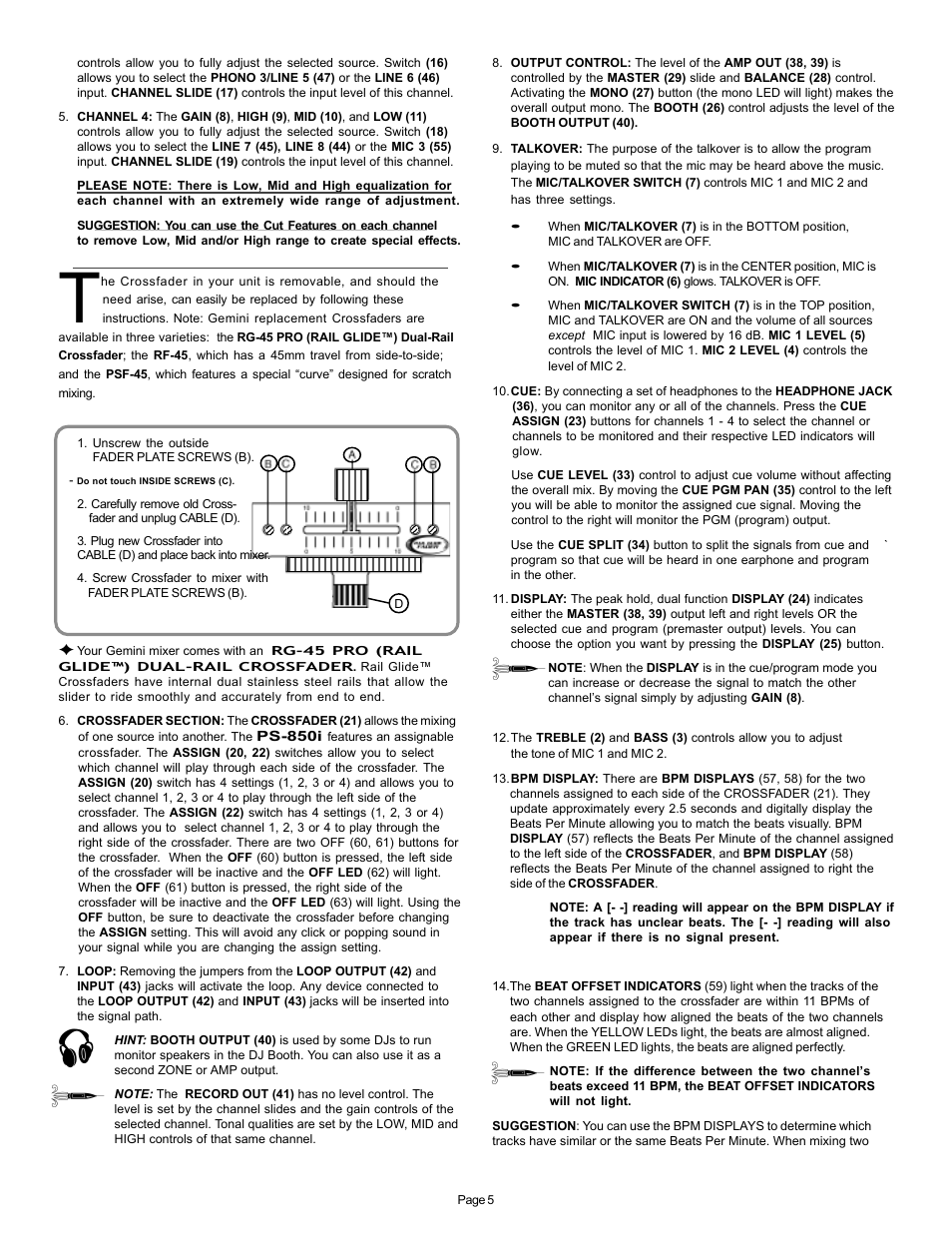 Gemini PS-850i User Manual | Page 5 / 6
