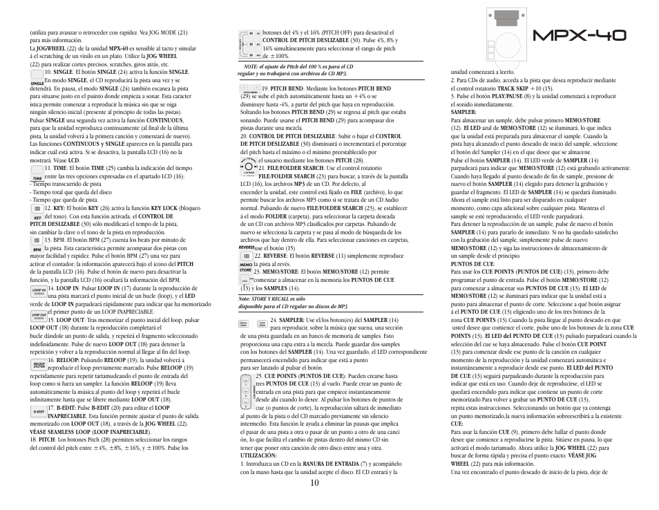 Mpx-40 | Gemini MPX-40 User Manual | Page 10 / 22