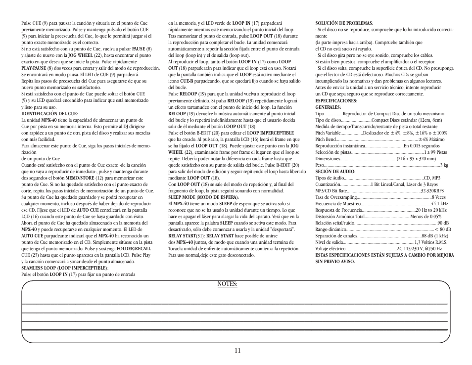 Gemini MPX-40 User Manual | Page 11 / 22