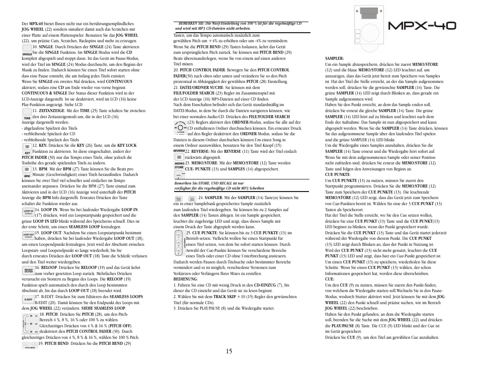 Mpx-40 | Gemini MPX-40 User Manual | Page 15 / 22