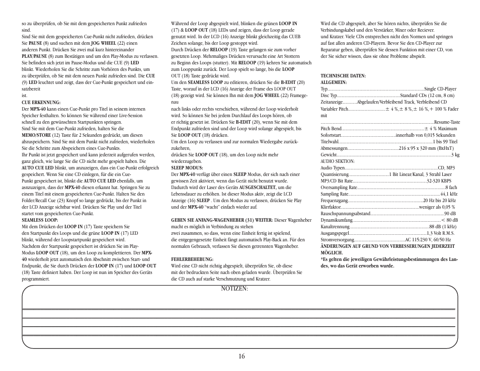 Gemini MPX-40 User Manual | Page 16 / 22