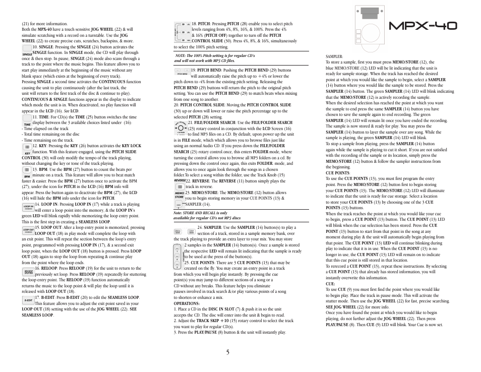 Mpx-40 | Gemini MPX-40 User Manual | Page 5 / 22