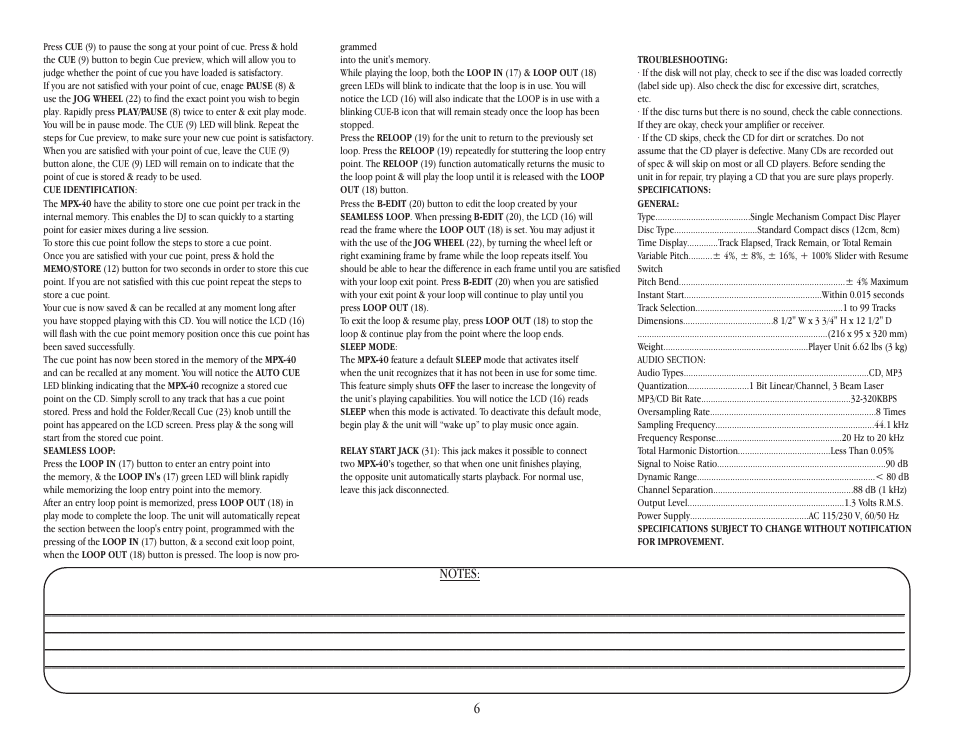 Gemini MPX-40 User Manual | Page 6 / 22