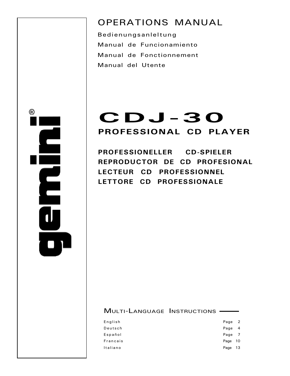 Gemini CDJ-30 User Manual | 17 pages