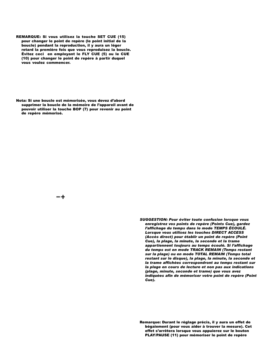 Consignes d’exploitation, Consignes d’insertion, Et/ou | Gemini CDJ-30 User Manual | Page 12 / 17