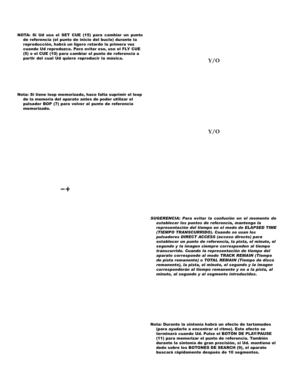 Instrucciones de manejo, Instrucciones de punto de referencia | Gemini CDJ-30 User Manual | Page 9 / 17