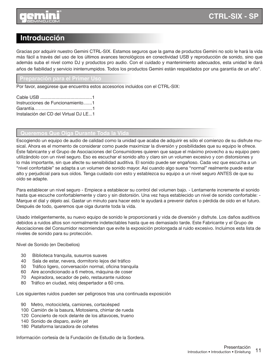 Introducción, Ctrl-six - sp | Gemini CTRL-SIX User Manual | Page 11 / 28