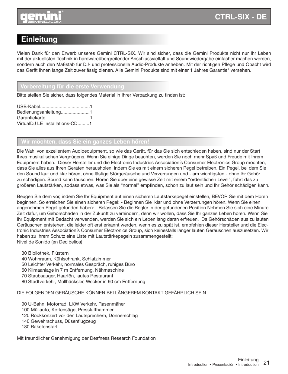 Einleitung, Ctrl-six - de | Gemini CTRL-SIX User Manual | Page 21 / 28