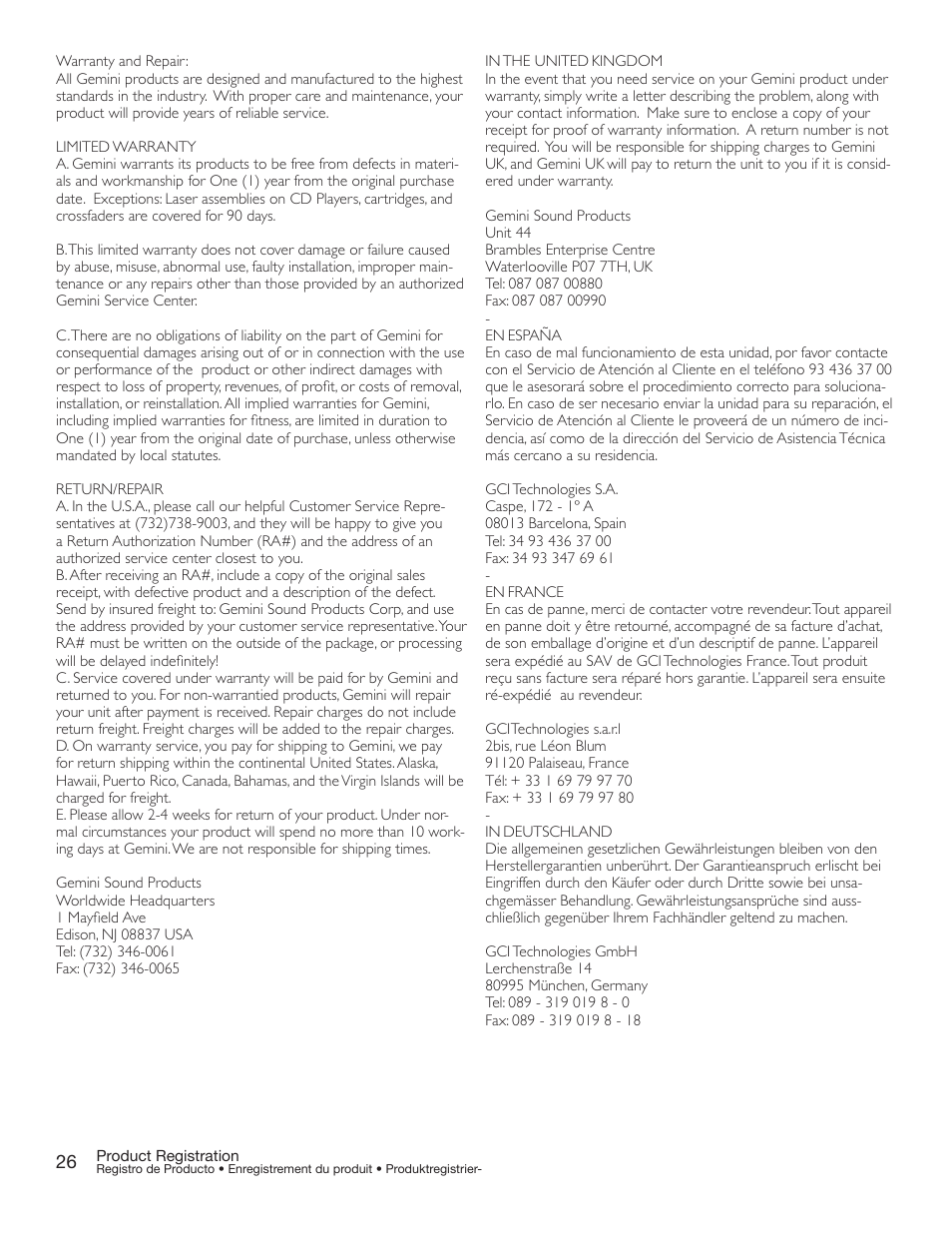 Gemini CTRL-SIX User Manual | Page 26 / 28
