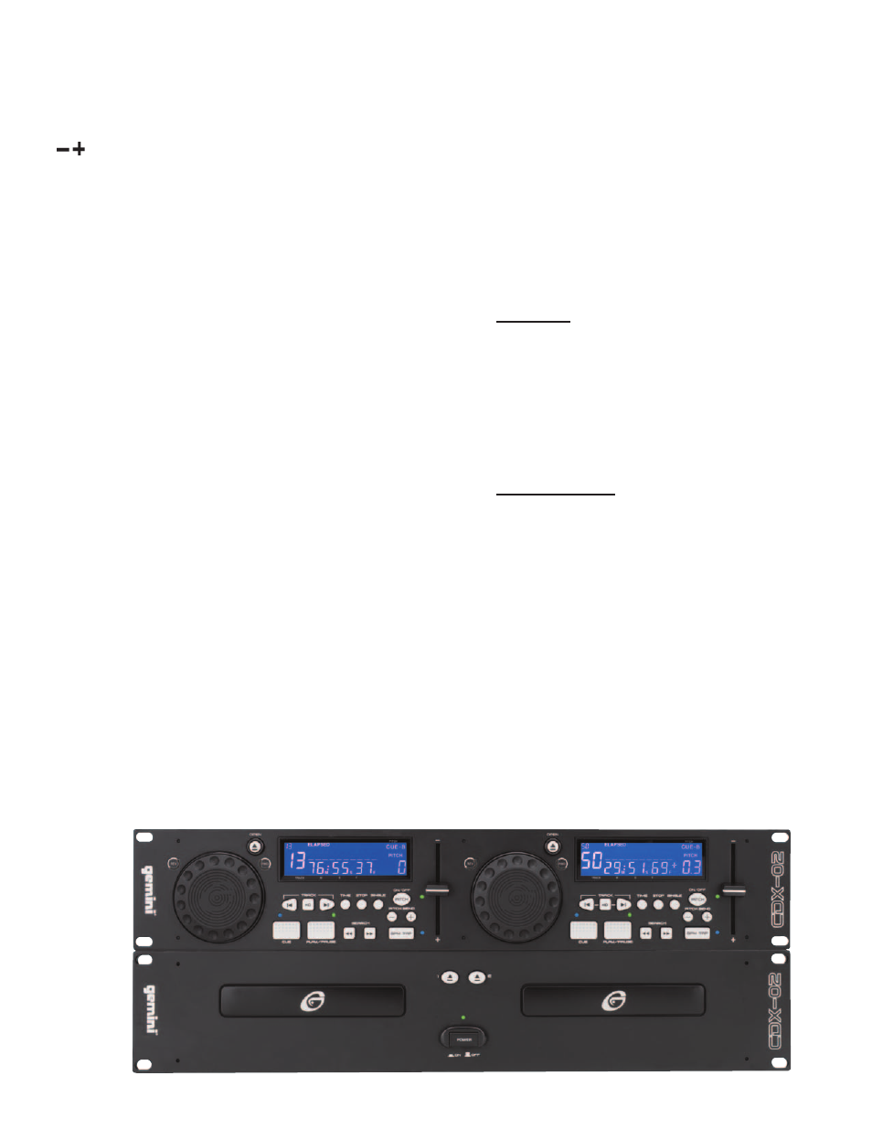 Operations, Cues, Troubleshooting | Specifications | Gemini CDX-02 User Manual | Page 5 / 12
