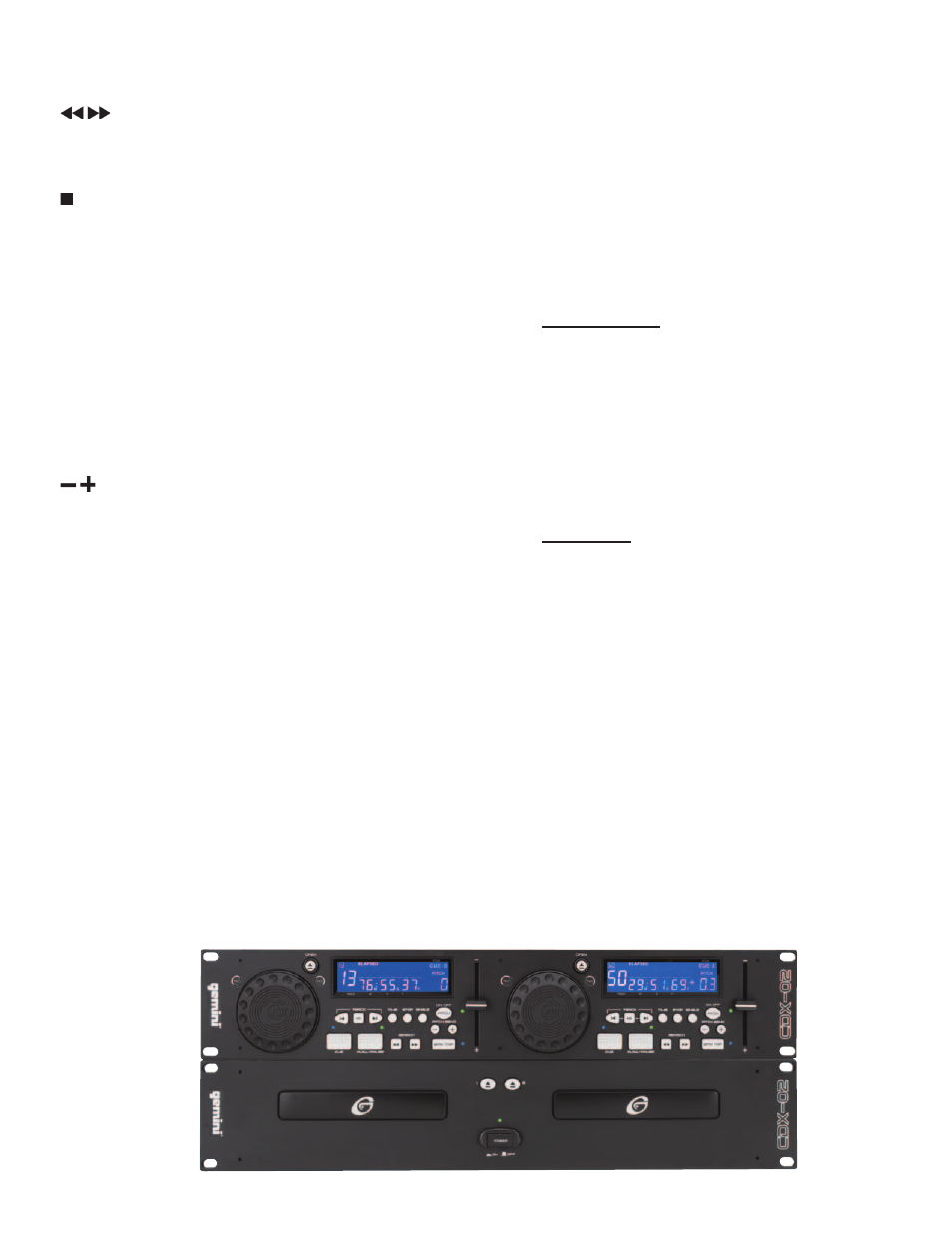 Bedieniungsanweisungen, Cues, Fehlersuche | Technische daten | Gemini CDX-02 User Manual | Page 7 / 12