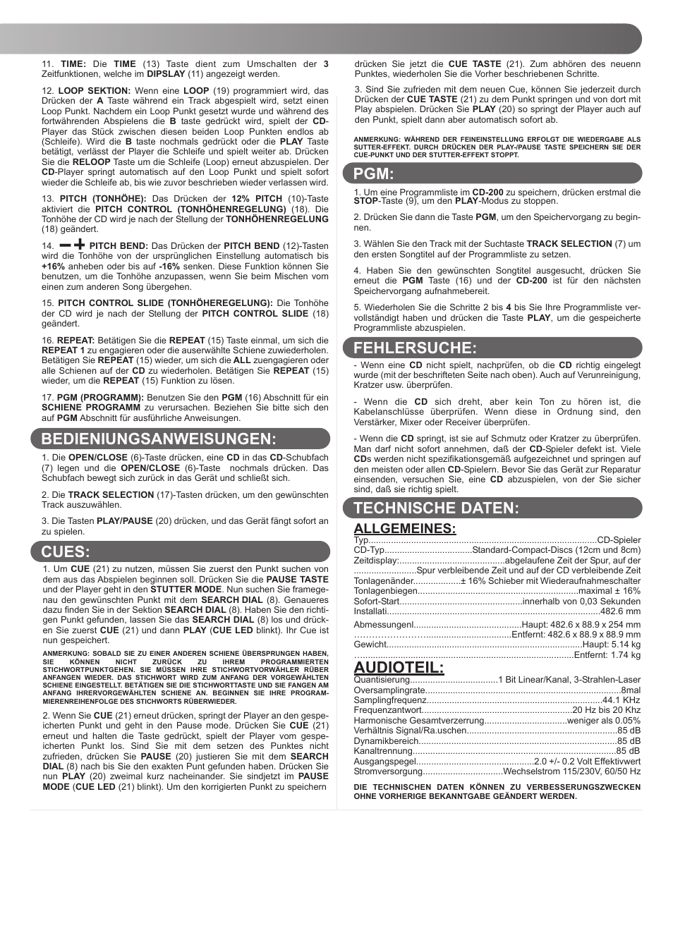 Gemini CD-200 User Manual | Page 7 / 12