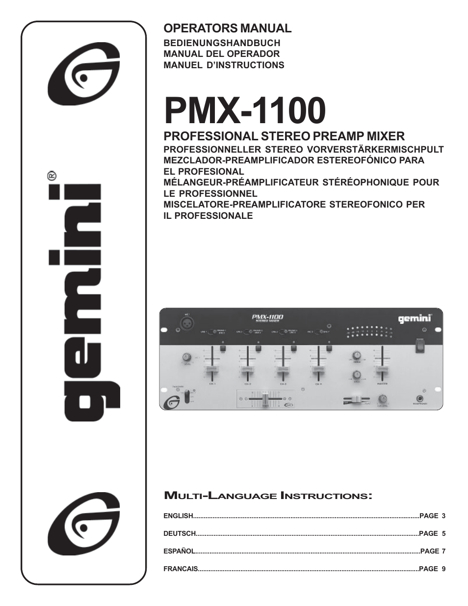 Gemini PMX-1100 User Manual | 12 pages